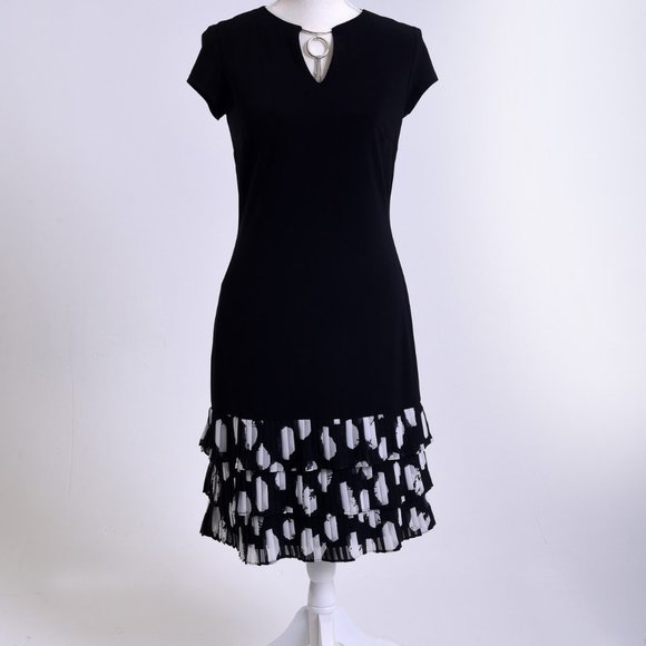 Fanciful, fun Black Dress with a layered ruffle edge for fun! Size 6 - Picture 2 of 3